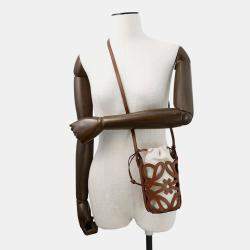 Pre Owned Loewe Anagram Cut-Out Pocket Brown Calf Leather