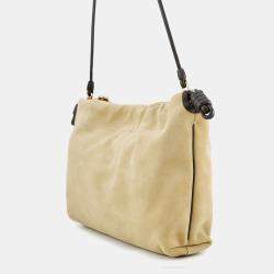 Pre Owned Loewe Flamenco Purse 2Way Shoulder Bag Beige Suede Size Large