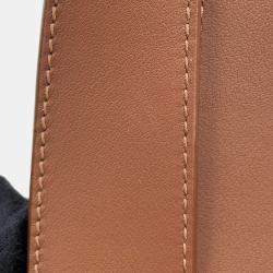 Pre Owned Loewe Repeat Anagram Luna One Shoulder Bag Tan Canvas Leather