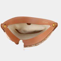 Pre Owned Loewe Repeat Anagram Luna One Shoulder Bag Tan Canvas Leather