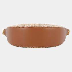 Pre Owned Loewe Repeat Anagram Luna One Shoulder Bag Tan Canvas Leather