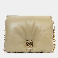 Pre Owned Loewe 2022 Sage Green Leather Goya Chain Shoulder Bag