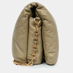 Pre Owned Loewe 2022 Sage Green Leather Goya Chain Shoulder Bag