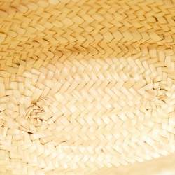 Pre Owned Loewe White/Cream Leather and Raffia Beach Basket Bag