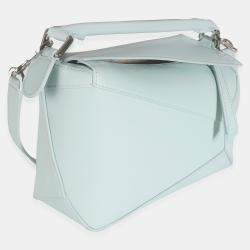 Pre Owned حقيبة لويفي بازل كلاسيكية جلد عجل جليدي أزرق صغير حافة