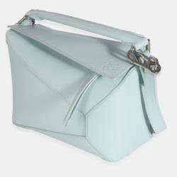 Pre Owned حقيبة لويفي بازل كلاسيكية جلد عجل جليدي أزرق صغير حافة