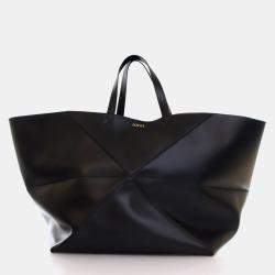 مملوكة مسبقًا Loewe XXL Black Calfskin Puzzle Fold Tote