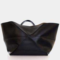 مملوكة مسبقًا Loewe XXL Black Calfskin Puzzle Fold Tote