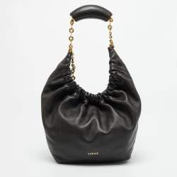 Pre Owned Loewe Squeeze Small Choco Brown Leather Shoulder Bag