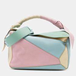 Pre Owned Loewe Pink Medium Multicolor Leather Puzzle Satchel