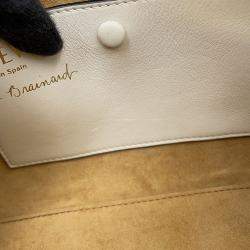 Pre Owned حقيبة كتف لويفي أمازونا 16 مربعة جلد عجل أبيض مجموعة إصدار محدود تاناباتا صيني حجم 16