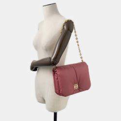 Pre Owned Loewe Puffer Goya Shoulder Bag Pink Lambskin