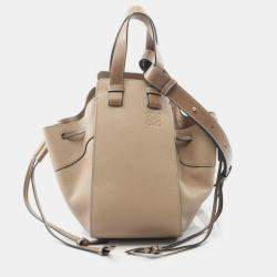 مملوكة مسبقًا Loewe Hammock Small Drawstring Shoulder Hand Bag Leather Beige Brown
