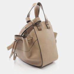 مملوكة مسبقًا Loewe Hammock Small Drawstring Shoulder Hand Bag Leather Beige Brown