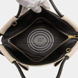 مملوكة مسبقًا Loewe Beige/Black Small Shiny Calfskin and Canvas Paseo Satchel