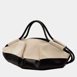 مملوكة مسبقًا Loewe Beige/Black Small Shiny Calfskin and Canvas Paseo Satchel