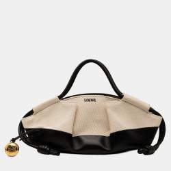 مملوكة مسبقًا Loewe Beige/Black Small Shiny Calfskin and Canvas Paseo Satchel