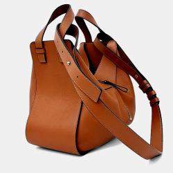 مملوكة مسبقًا حقيبة يد لويفي هاموك جلد بني حجم صغير