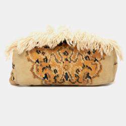 مملوكة مسبقًا Loewe Brown Suede Tapestry Flamenco Knot Crossbody