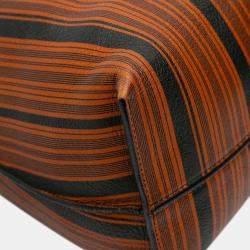 Pre Owned حقيبة لويفي فلمنكو عقدة خطوط جلد بني/أسود حجم متوسط