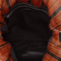 Pre Owned حقيبة لويفي فلمنكو عقدة خطوط جلد بني/أسود حجم متوسط