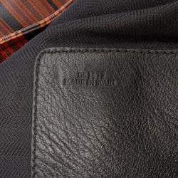 Pre Owned حقيبة لويفي فلمنكو عقدة خطوط جلد بني/أسود حجم متوسط