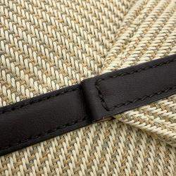 Pre Owned Loewe Puzzle Fold Tote Beige/Brown Raffia Calf Leather Size Medium