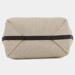 Pre Owned Loewe Puzzle Fold Tote Beige/Brown Raffia Calf Leather Size Medium