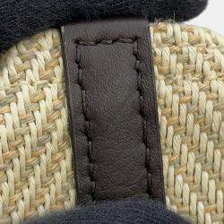 Pre Owned Loewe Puzzle Fold Tote Beige/Brown Raffia Calf Leather Size Medium