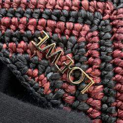 مملوكة مسبقًا حقيبة طي لويفي باولا إيبيزا بزل جلد رافيا بورجوندي/وردي/بيج/أسود بحجم متوسط