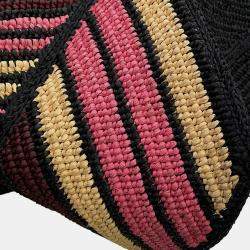 مملوكة مسبقًا حقيبة طي لويفي باولا إيبيزا بزل جلد رافيا بورجوندي/وردي/بيج/أسود بحجم متوسط