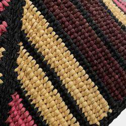 مملوكة مسبقًا حقيبة طي لويفي باولا إيبيزا بزل جلد رافيا بورجوندي/وردي/بيج/أسود بحجم متوسط