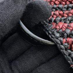 مملوكة مسبقًا حقيبة طي لويفي باولا إيبيزا بزل جلد رافيا بورجوندي/وردي/بيج/أسود بحجم متوسط