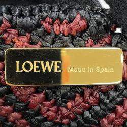 مملوكة مسبقًا حقيبة طي لويفي باولا إيبيزا بزل جلد رافيا بورجوندي/وردي/بيج/أسود بحجم متوسط