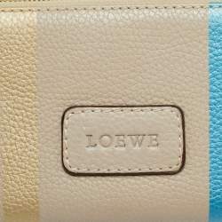 Pre Owned Loewe Stripe Beige Leather Zip Continental Wallet