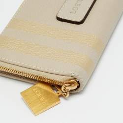 Pre Owned Loewe Stripe Beige Leather Zip Continental Wallet