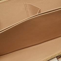 Pre Owned Loewe Stripe Beige Leather Zip Continental Wallet