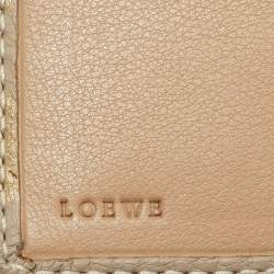 Pre Owned Loewe Stripe Beige Leather Zip Continental Wallet