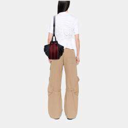 Pre Owned Loewe Red Medium Stripes Canvas and Leather Hammock Satchel