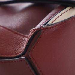 مملوكة مسبقًا Loewe Red Mini Bicolor Calfskin Puzzle Satchel
