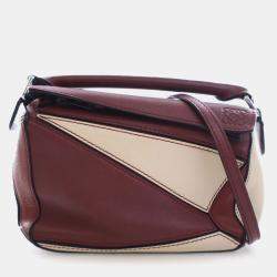 مملوكة مسبقًا Loewe Red Mini Bicolor Calfskin Puzzle Satchel