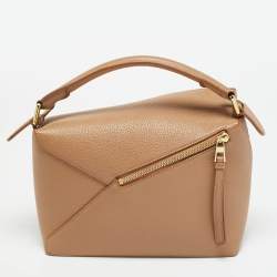 مملوكة مسبقًا Loewe Puzzle Small Beige Leather Shoulder Bag