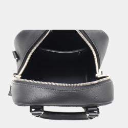 Pre Owned Loewe Black Amazona 15 Leather Trimmed Logo Jacquard Messenger Bag