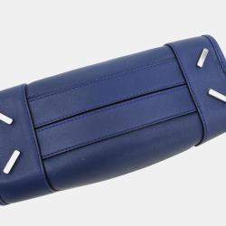 Pre Owned Loewe Amazona 23 Navy Calfskin Leather Top Handle Bag