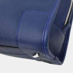 Pre Owned Loewe Amazona 23 Navy Calfskin Leather Top Handle Bag