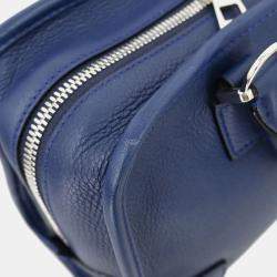 Pre Owned Loewe Amazona 23 Navy Calfskin Leather Top Handle Bag