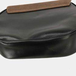 مملوكة مسبقًا حقيبة لويفي فيلاسكويز جلد سوداء بنية ثنائية الاتجاه حمل كتف