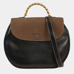 Pre Owned Loewe Black Brown Leather Velazquez 2Way Shoulder Handbag