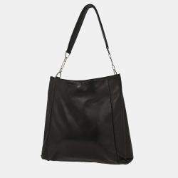 Pre Owned حقيبة لووي من الجلد الأسود بحمالات على الكتف مصنوعة من جلد الحمل