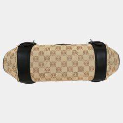 Pre Owned Loewe Senda Anagram Beige Canvas Top Handle Bag